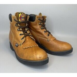 Justin Original Work Boots Womens 4.5D Brown Kiltie Leather Bilbo Lite Soles